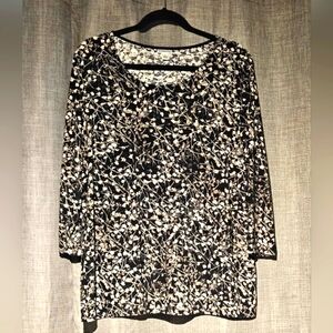 Croft & Barrow Size XL Stretch Knit Tunic Floral Top 3/4 Sleeve